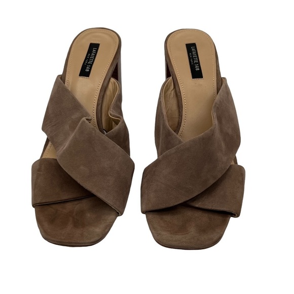 Lafayette 148 New York Brown Suede Strappy Block Heel Sandals Size 9 Women’s - Picture 3 of 9